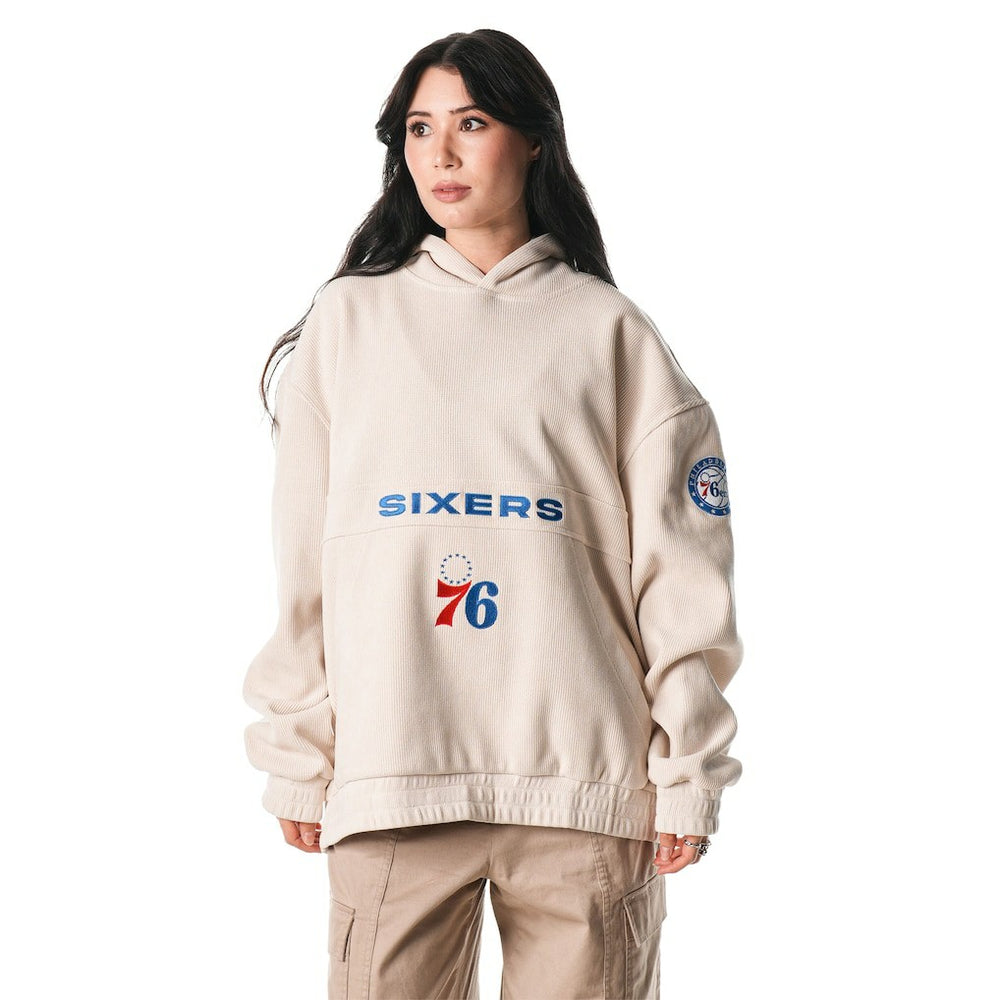 Philadelphia 76ers The Wild Collective Unisex Corduroy Tri-Blend Pullover Hoodie Cream - NBA