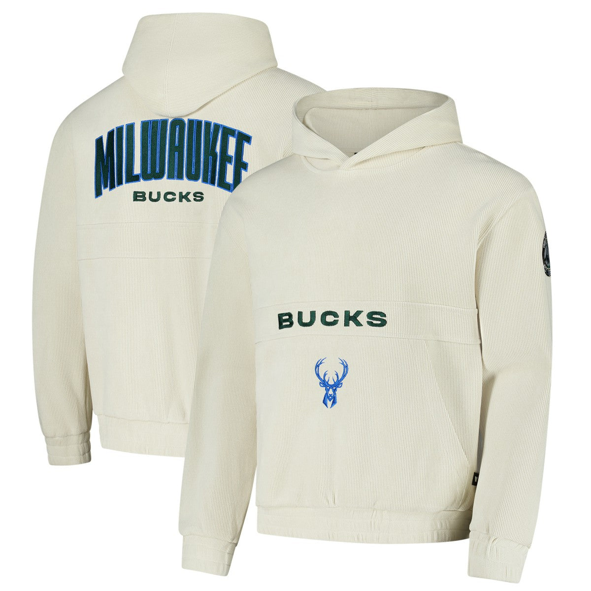 Milwaukee Bucks The Wild Collective Unisex Corduroy Tri-Blend Pullover Hoodie Cream - NBA