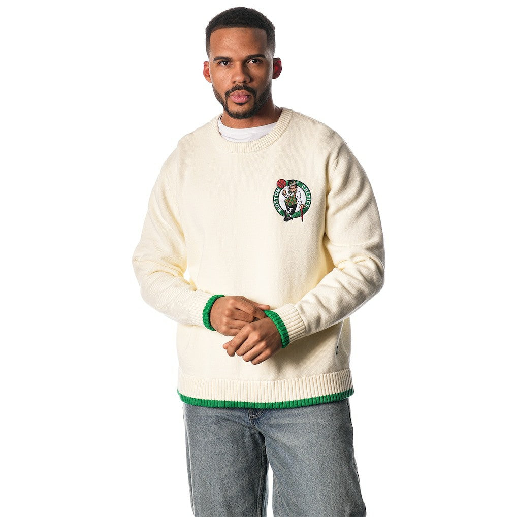 Boston Celtics The Wild Collective Unisex Jacquard Knit Pullover Sweater Cream - NBA