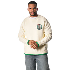 Boston Celtics The Wild Collective Unisex Jacquard Knit Pullover Sweater Cream - NBA