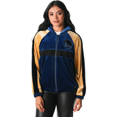 Golden State Warriors The Wild Collective Women's Velour Full-Zip Track Jacket Hoodie Blue - NBA