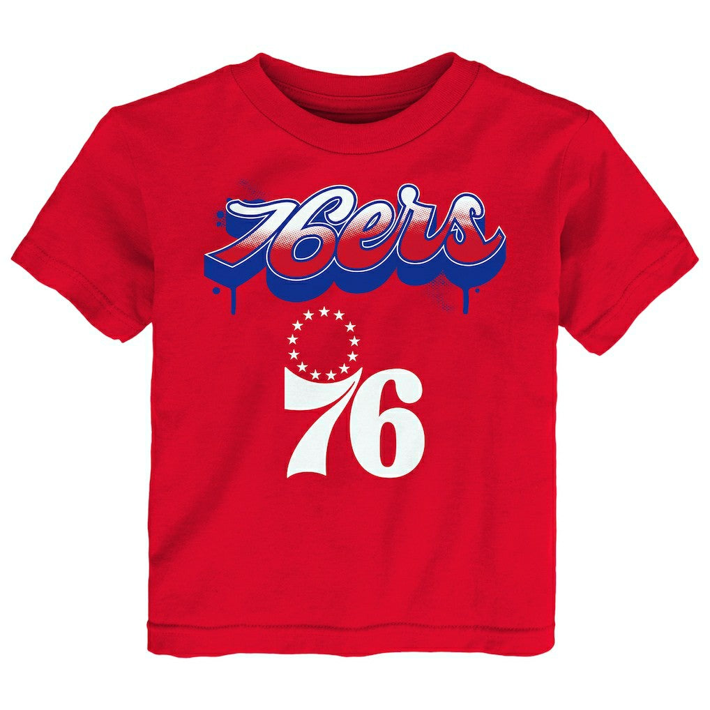 Philadelphia 76ers Youth Bubbly Script T-Shirt Red - NBA
