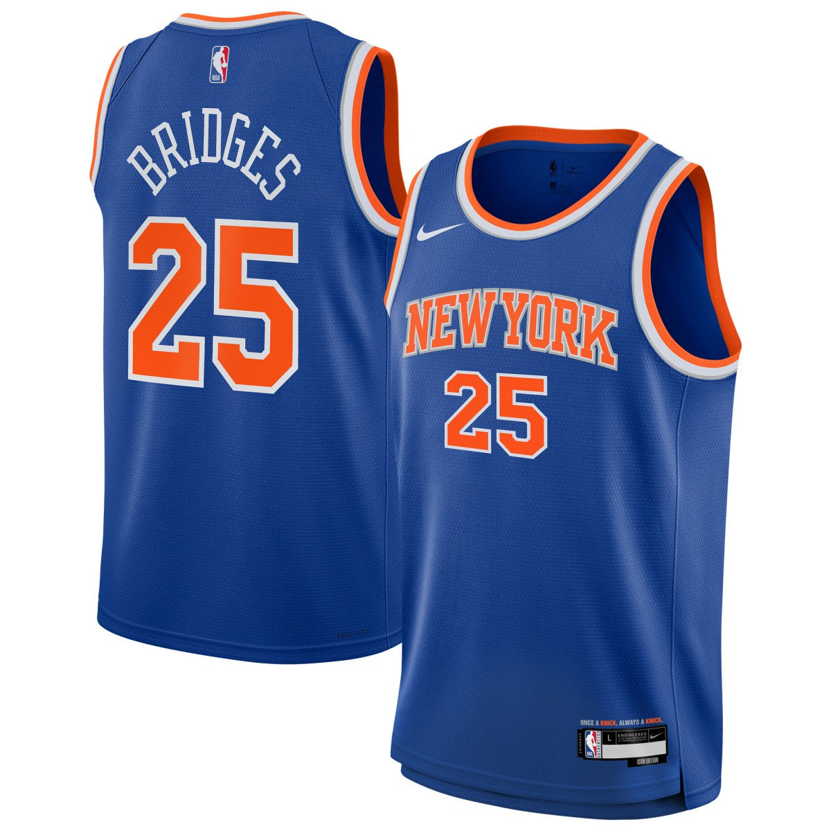 Mikal Bridges New York Knicks Youth Swingman Jersey Icon Edition Blue - NBA