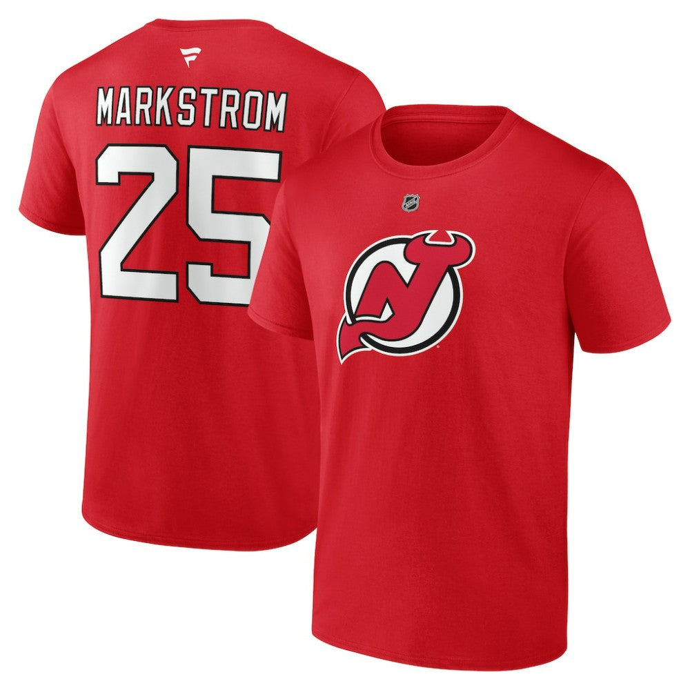 Jacob Markstrom New Jersey Devils Fanatics Authentic Stack Name & Number T-Shirt - Red - NHL