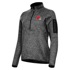 Cleveland Browns Antigua Women's Fortune Half-Zip Jacket Heather Black | NFL
