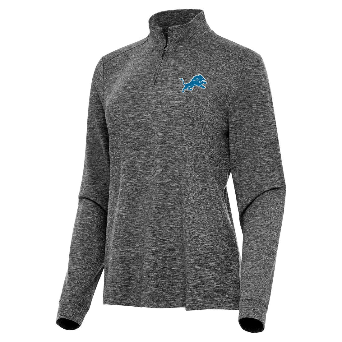 Detroit Lions Antigua Women's Mentor Quarter-Zip Jacket Heather Black | NFL