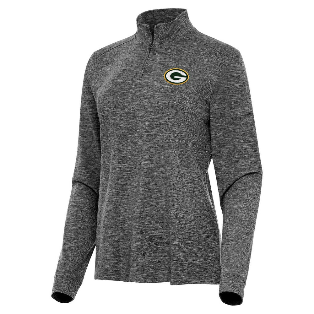 Green Bay Packers Antigua Women's Mentor Quarter-Zip Jacket Heather Black | NFL