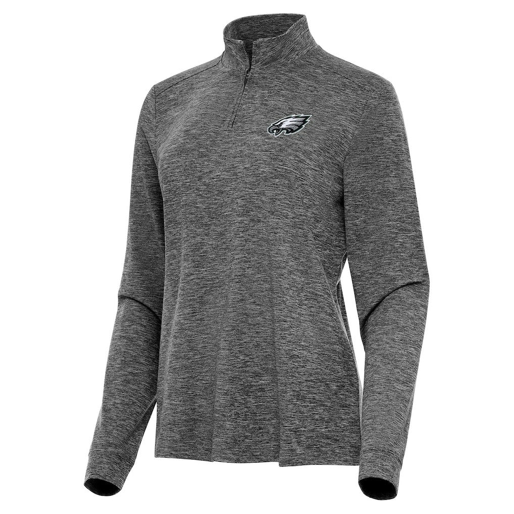 Philadelphia Eagles Antigua Women's Mentor Quarter-Zip Jacket Heather Black | NFL