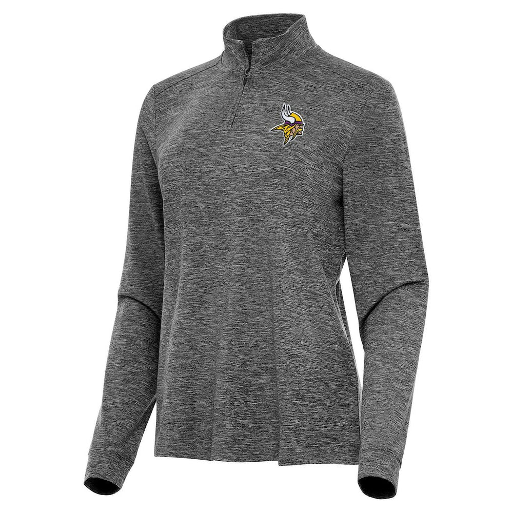 Minnesota Vikings Antigua Women's Mentor Quarter-Zip Jacket Heather Black | NFL