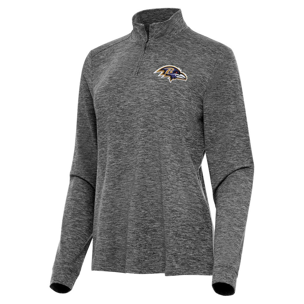 Baltimore Ravens Antigua Women's Mentor Quarter-Zip Jacket Heather Black | NFL