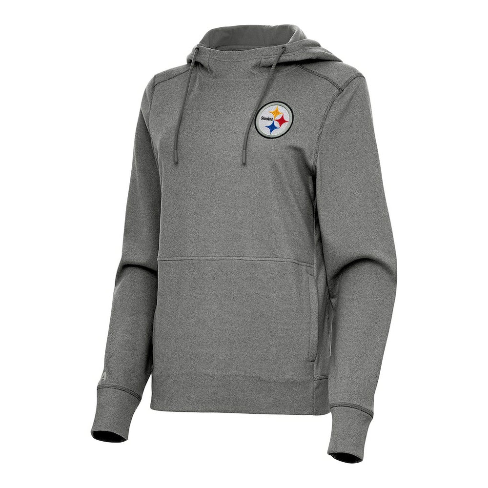 Pittsburgh Steelers Antigua Women's Justice Pullover Hoodie Heather Black | NFL