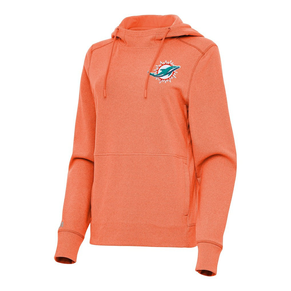 Miami Dolphins Antigua Women's Justice Pullover Hoodie Heather Orange | NFL