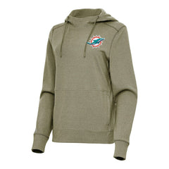 Miami Dolphins Antigua Women's Justice Pullover Hoodie Heather Olive | NFL