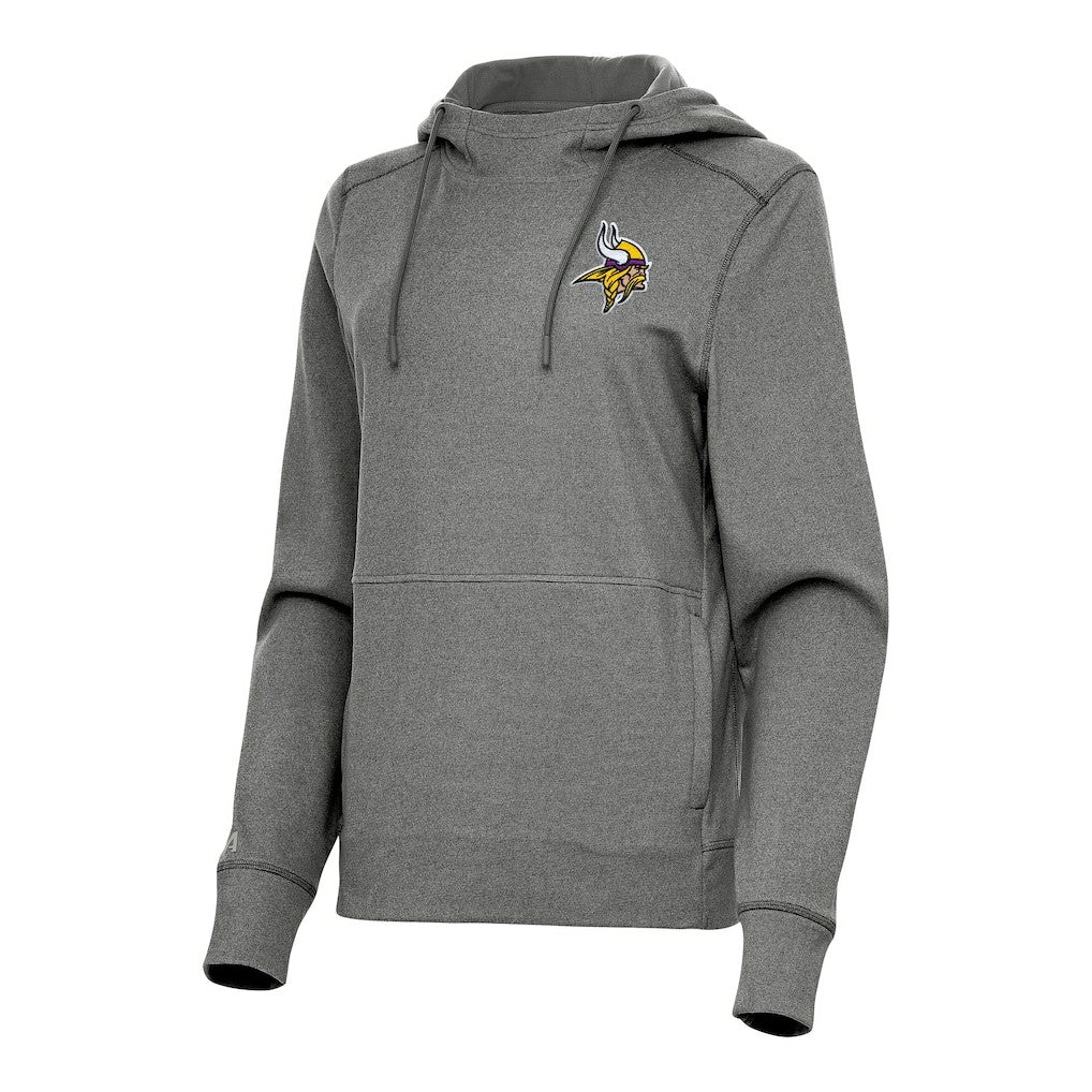 Minnesota Vikings Antigua Women's Justice Pullover Hoodie Heather Black | NFL