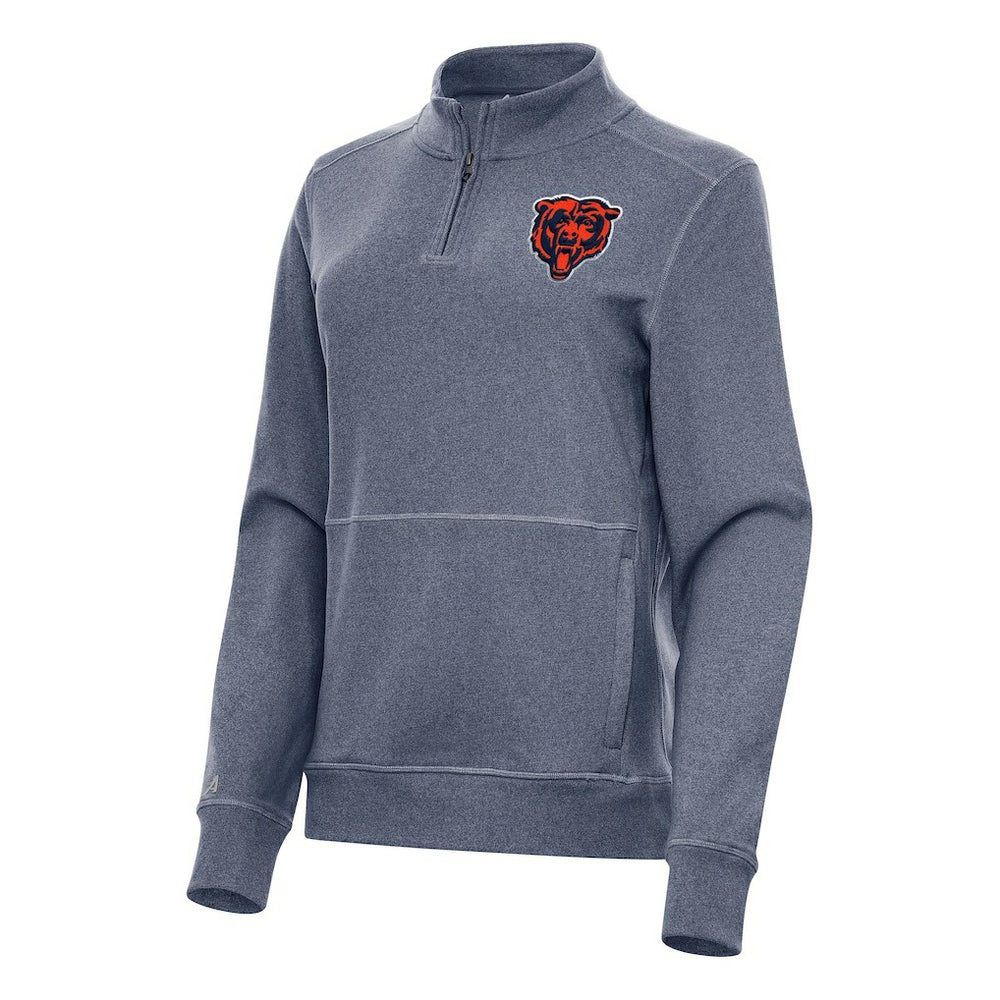 Chicago Bears Antigua Women's Crush Quarter-Zip Jacket Heather Navy | NFL