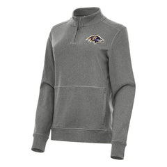 Baltimore Ravens Antigua Women's Crush Quarter-Zip Jacket Heather Black | NFL