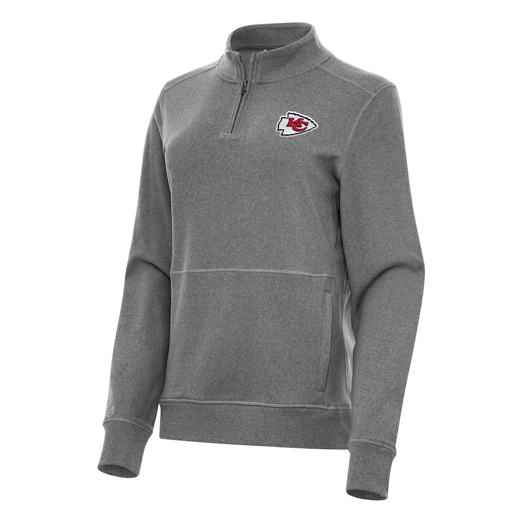Kansas City Chiefs Antigua Women's Crush Quarter-Zip Jacket Heather Black | NFL