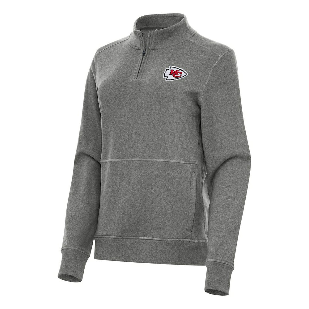 Kansas City Chiefs Antigua Women's Crush Quarter-Zip Jacket Heather Black | NFL