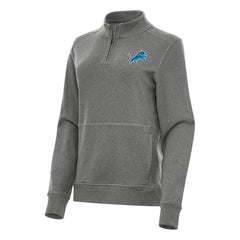 Detroit Lions Antigua Women's Crush Quarter-Zip Jacket Heather Black | NFL