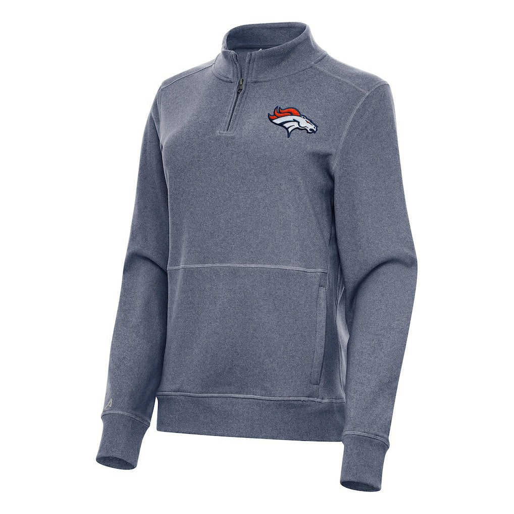 Denver Broncos Antigua Women's Crush Quarter-Zip Jacket Heather Navy | NFL