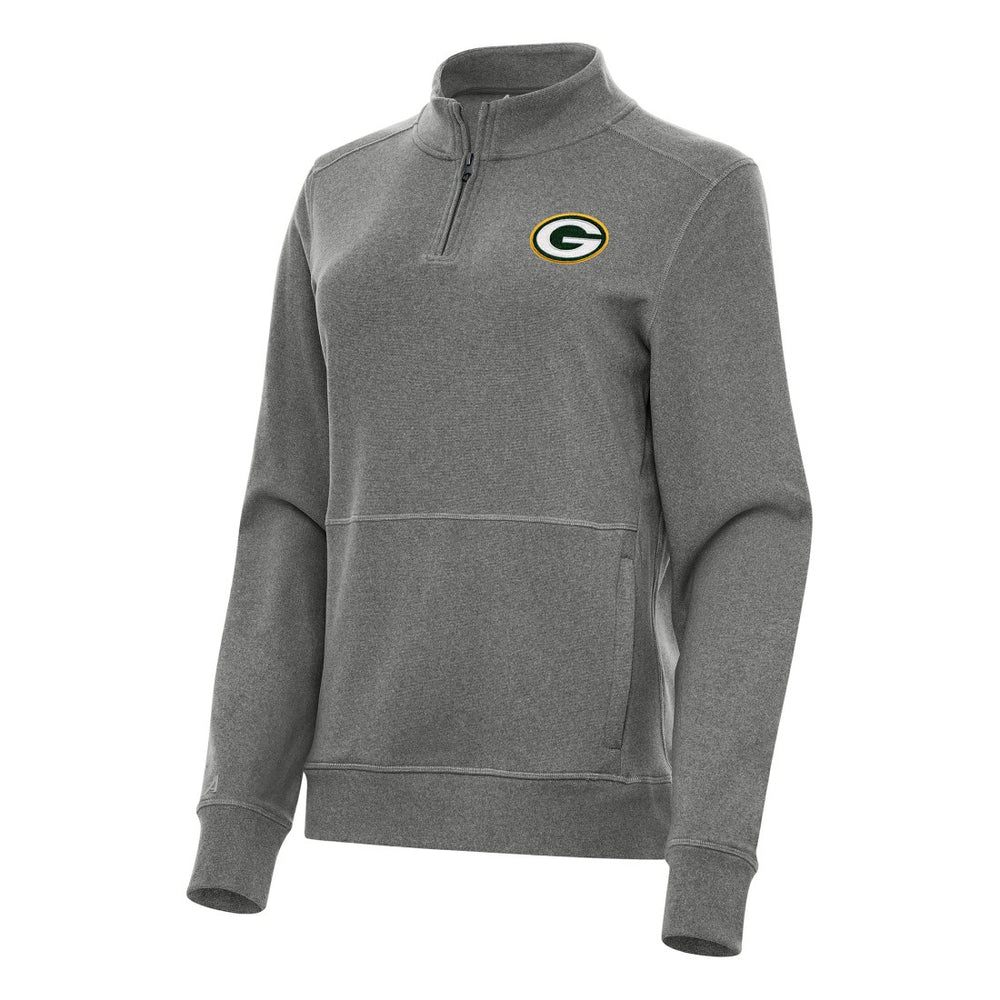 Green Bay Packers Antigua Women's Crush Quarter-Zip Jacket Heather Black | NFL