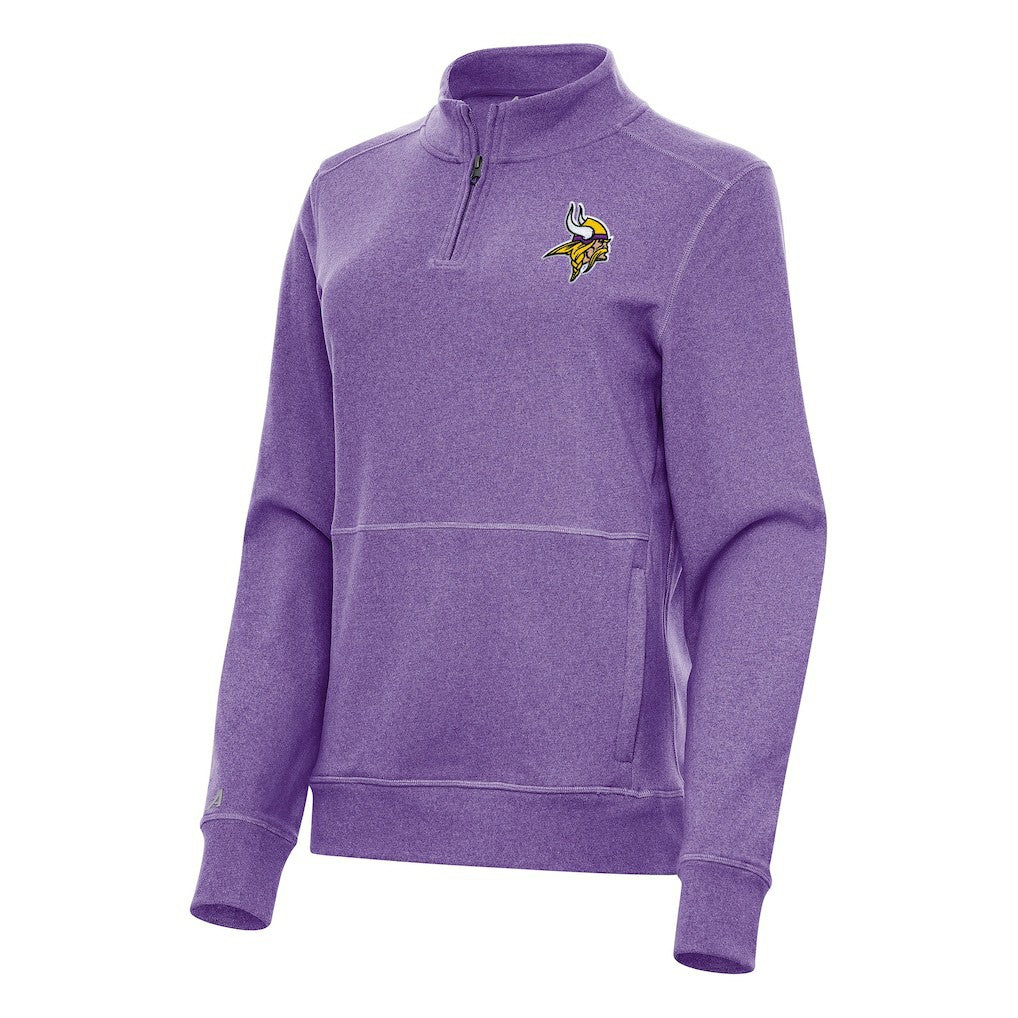 Minnesota Vikings Antigua Women's Crush Quarter-Zip Jacket Heather Purple | NFL