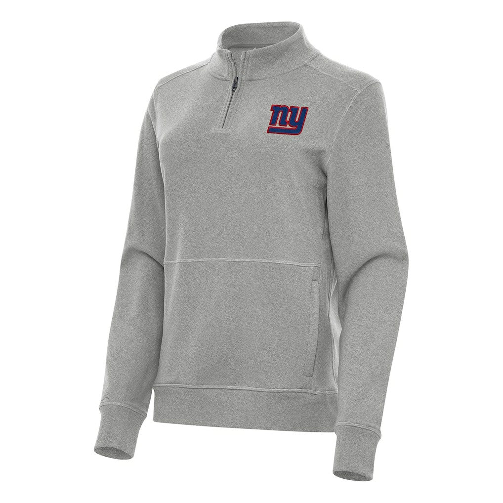 New York Giants Antigua Women's Crush Quarter-Zip Jacket Heather Gray | NFL