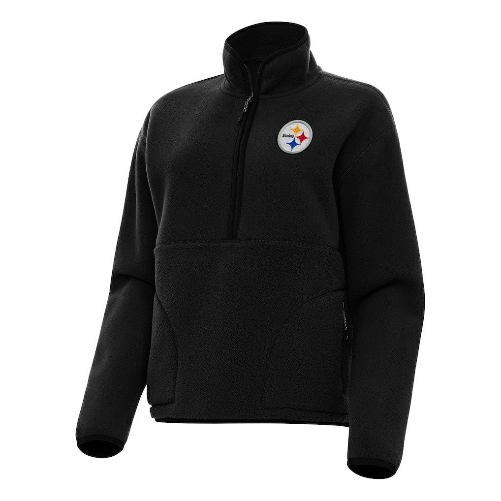 Pittsburgh Steelers Antigua Women's Figure Half-Zip Sweatshirt Black | NFL