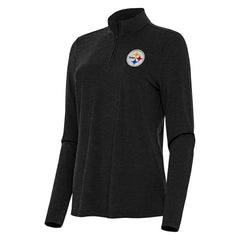 Pittsburgh Steelers Antigua Women's Bright Quarter-Zip Sweatshirt Heather Black | NFL