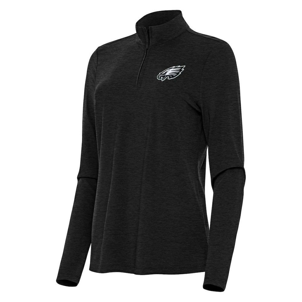 Philadelphia Eagles Antigua Women's Bright Quarter-Zip Sweatshirt Heather Black | NFL