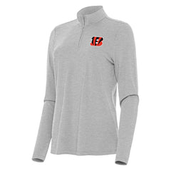 Cincinnati Bengals Antigua Women's Bright Quarter-Zip Sweatshirt Heather Gray | NFL