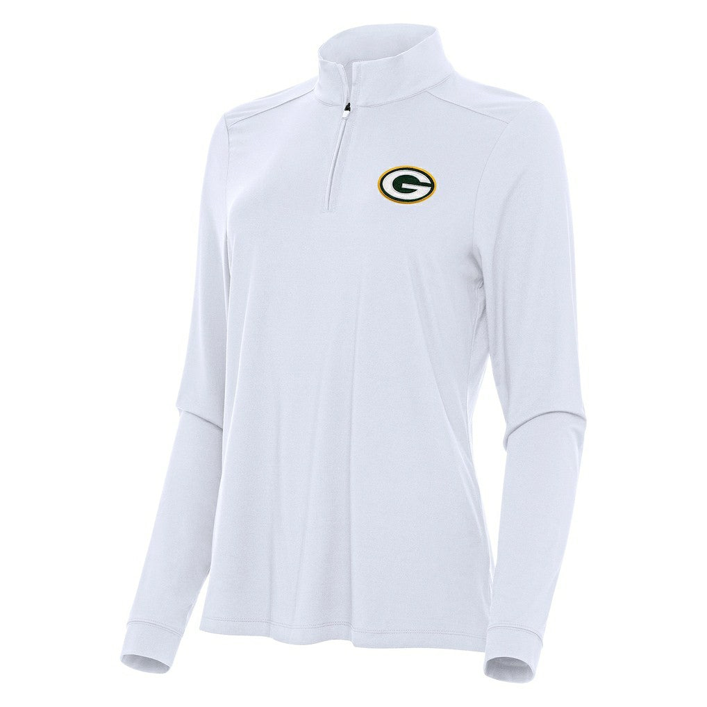 Green Bay Packers Antigua Women's Intent Quarter-Zip Sweatshirt White | NFL