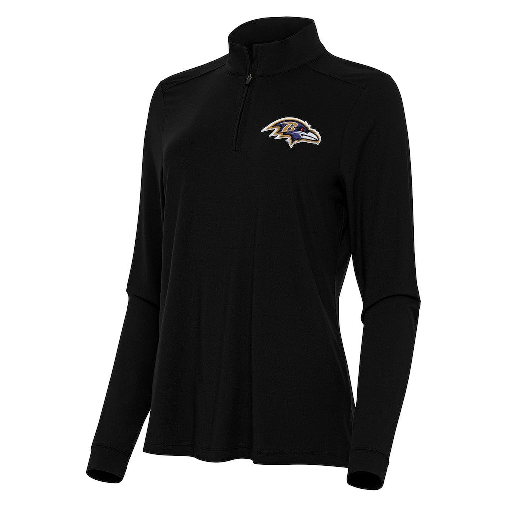 Baltimore Ravens Antigua Women's Intent Quarter-Zip Sweatshirt Black | NFL