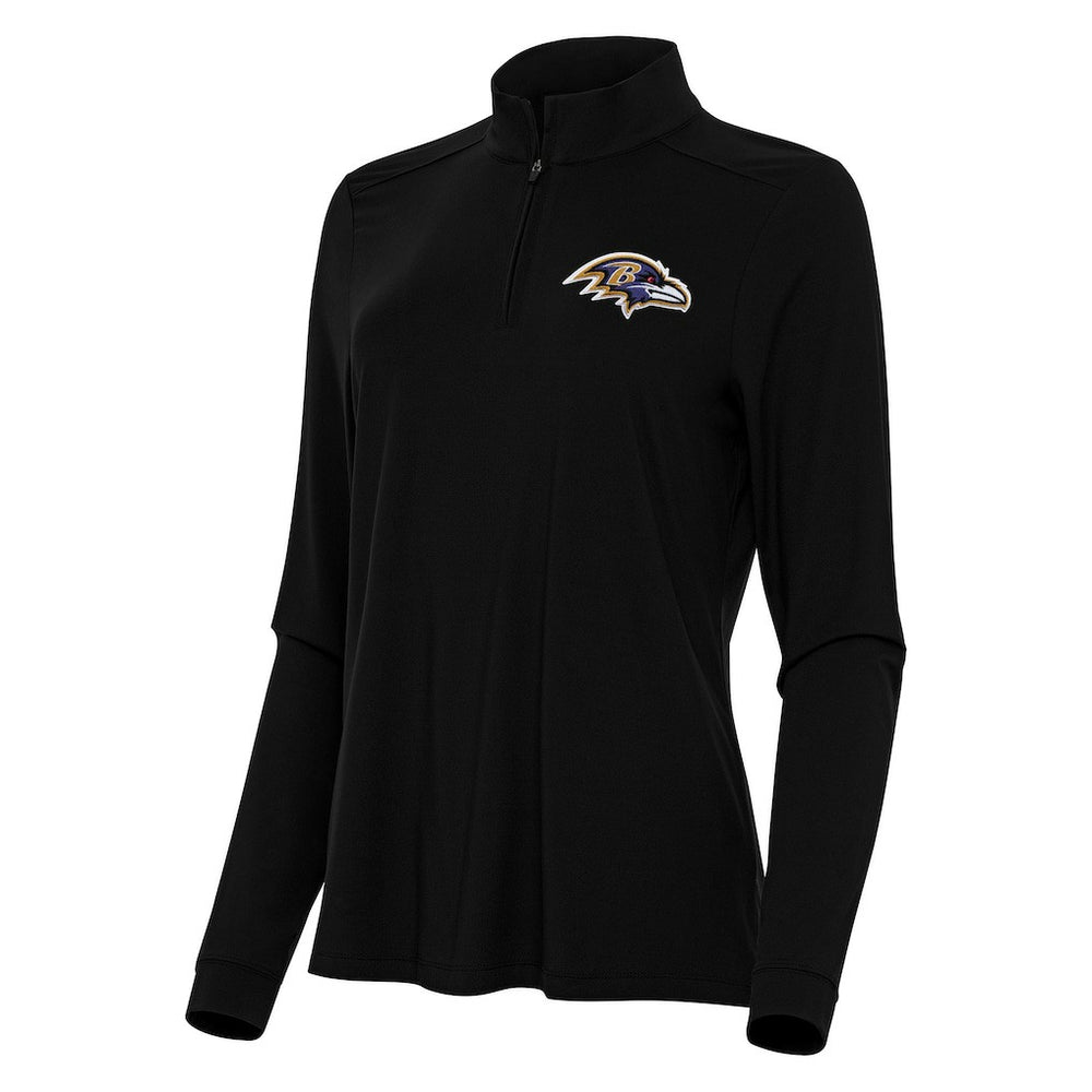 Baltimore Ravens Antigua Women's Intent Quarter-Zip Sweatshirt Black | NFL