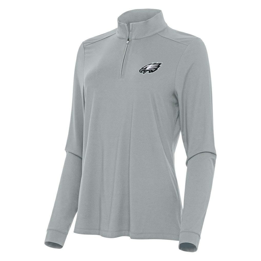 Philadelphia Eagles Antigua Women's Intent Quarter-Zip Sweatshirt Gray | NFL