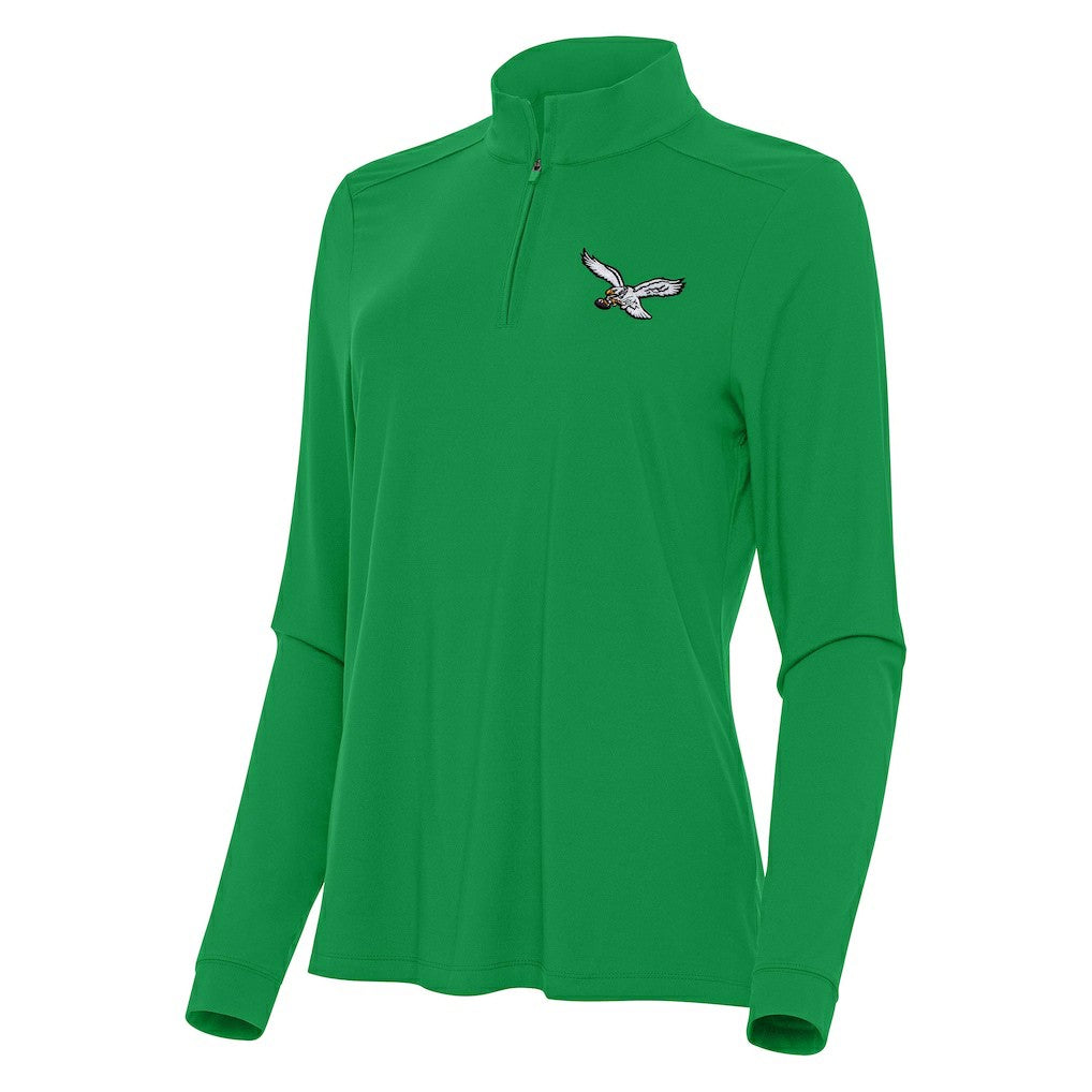 Philadelphia Eagles Antigua Women's Intent Quarter-Zip Sweatshirt Kelly Green | NFL