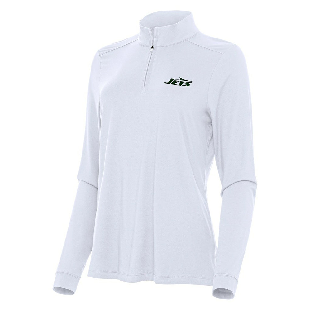 New York Jets Antigua Women's Intent Quarter-Zip Sweatshirt White | NFL