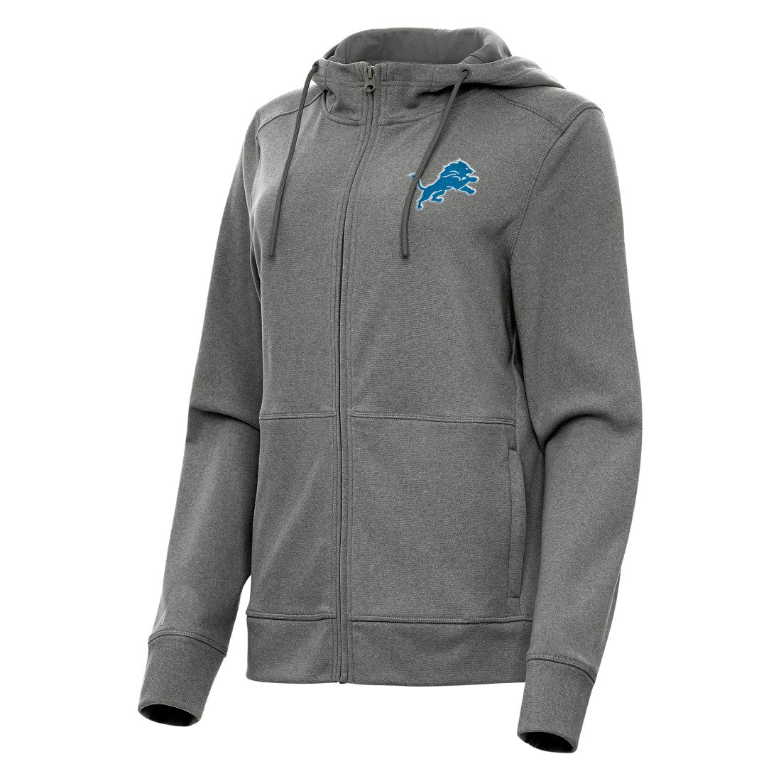 Detroit Lions Antigua Women's Seeker Full-Zip Hoodie Jacket Heather Charcoal | NFL