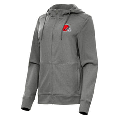 Cleveland Browns Antigua Women's Seeker Full-Zip Hoodie Jacket Heather Charcoal | NFL