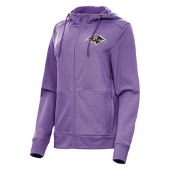 Baltimore Ravens Antigua Women's Seeker Full-Zip Hoodie Jacket Heather Purple | NFL
