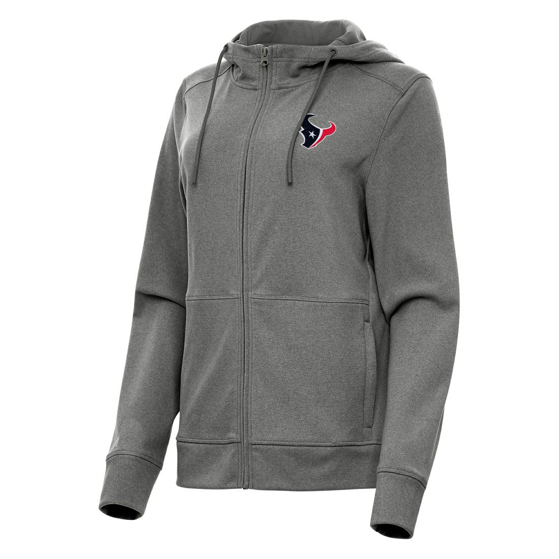 Houston Texans Antigua Women's Seeker Full-Zip Hoodie Jacket Heather Charcoal | NFL