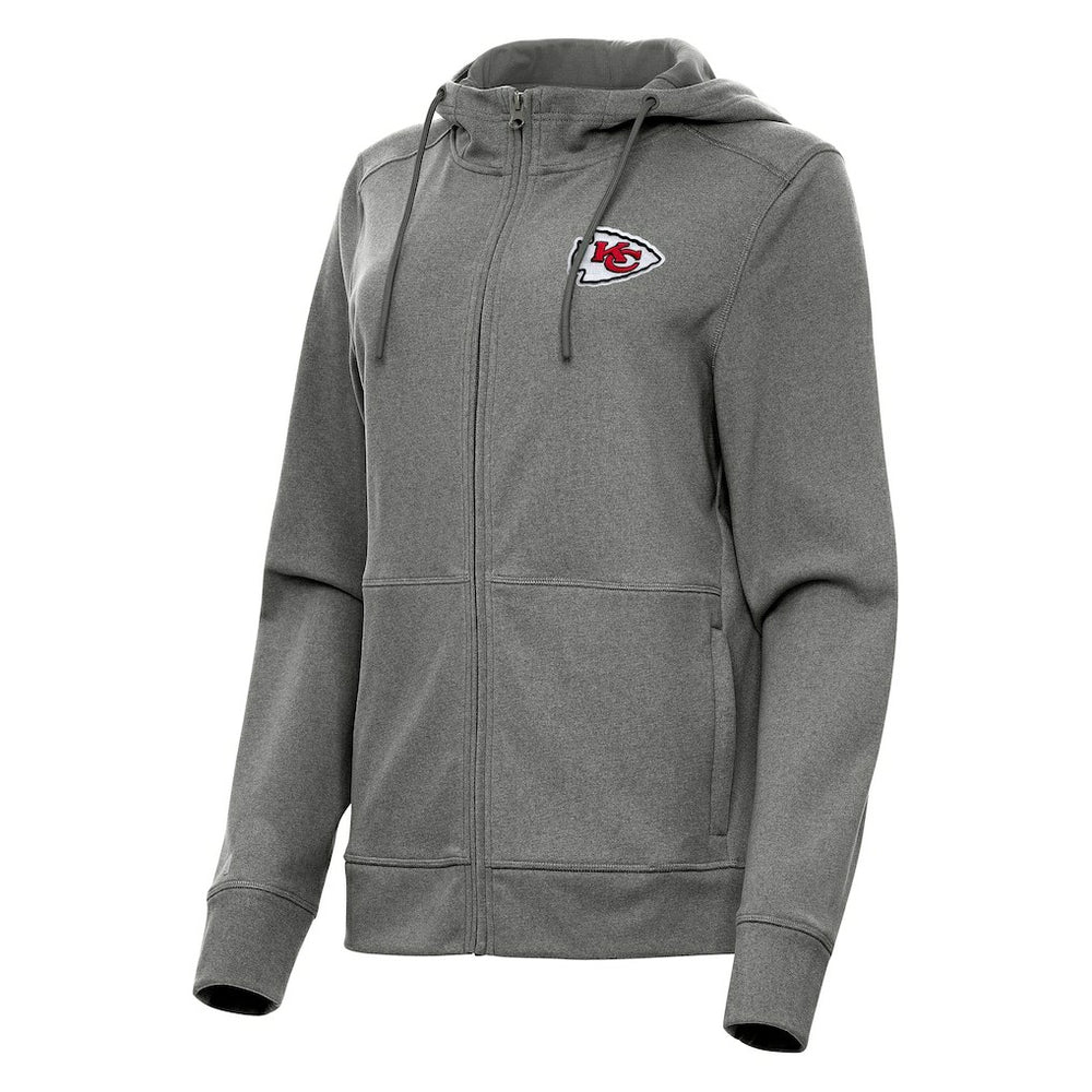 Kansas City Chiefs Antigua Women's Seeker Full-Zip Hoodie Jacket Heather Charcoal | NFL