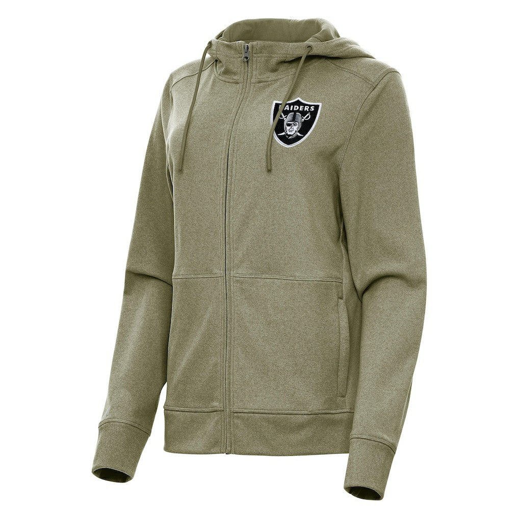 Las Vegas Raiders Antigua Women's Seeker Full-Zip Hoodie Jacket Heather Olive | NFL