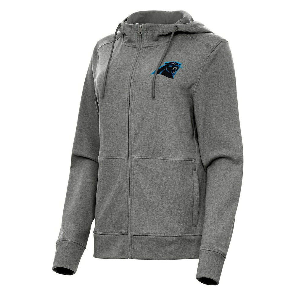 Carolina Panthers Antigua Women's Seeker Full-Zip Hoodie Jacket Heather Charcoal | NFL