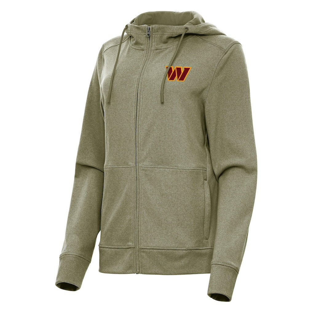 Washington Commanders Antigua Women's Seeker Full-Zip Hoodie Jacket Heather Olive | NFL