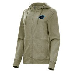Carolina Panthers Antigua Women's Seeker Full-Zip Hoodie Jacket Heather Olive | NFL