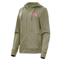 New York Giants Antigua Women's Seeker Full-Zip Hoodie Jacket Heather Olive | NFL