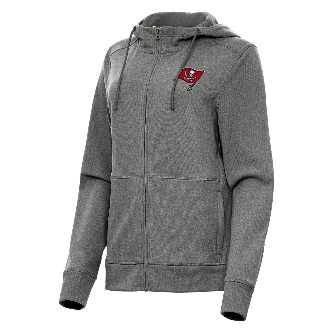 Tampa Bay Buccaneers Antigua Women's Seeker Full-Zip Hoodie Jacket Heather Charcoal | NFL