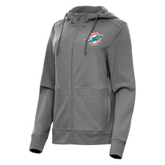 Miami Dolphins Antigua Women's Seeker Full-Zip Hoodie Jacket Heather Charcoal | NFL