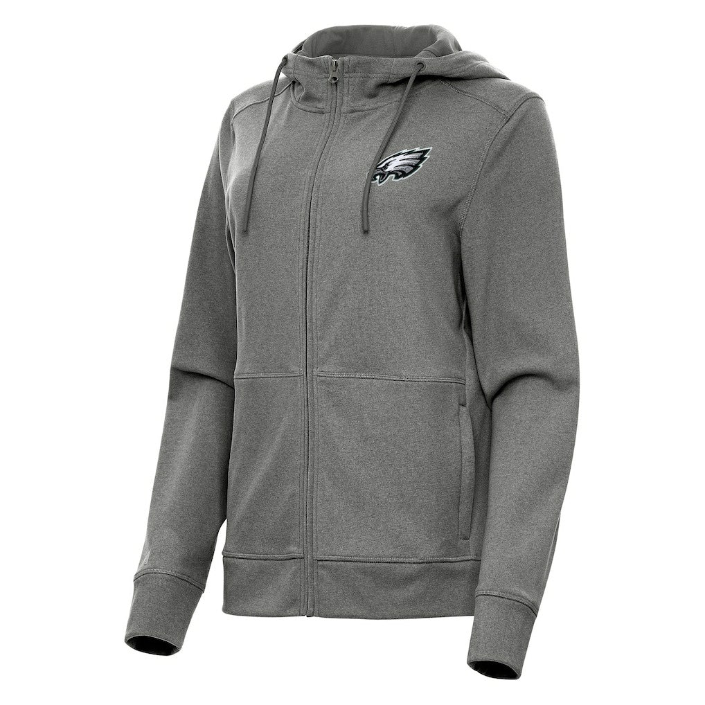 Philadelphia Eagles Antigua Women's Seeker Full-Zip Hoodie Jacket Heather Charcoal | NFL